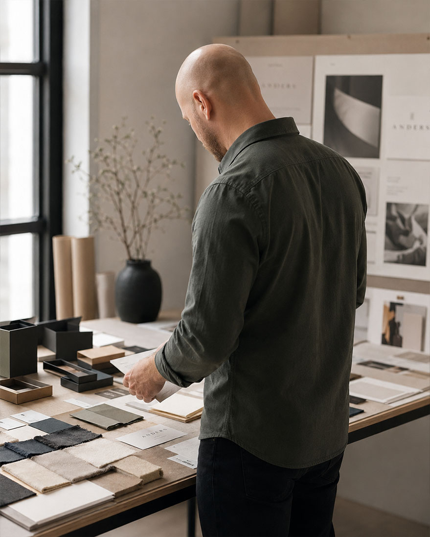 Andreas fra MULD Digital der skaber overblik over kundes visuelle udtryk