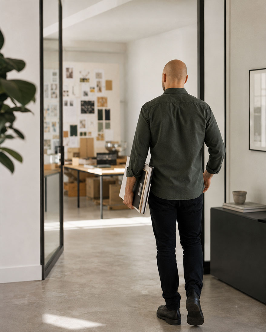 Andreas fra MULD Digital på vej til design-workshop hos kunde